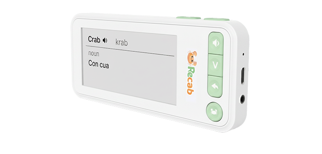 Recab device showing vocabulary