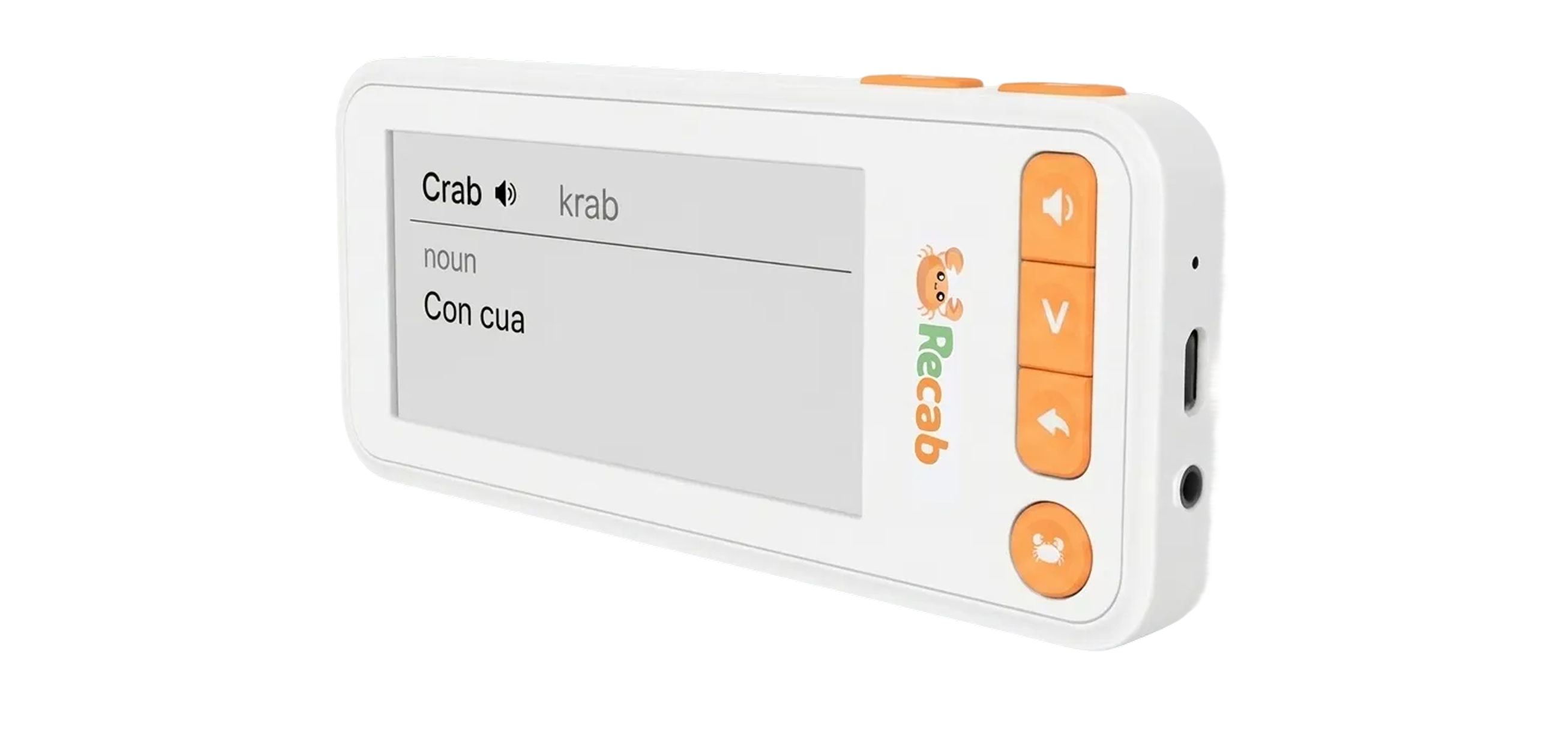 Recab device showing vocabulary