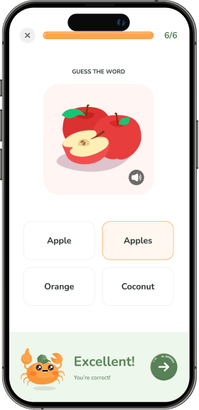 Recab app showing vocabulary categories
